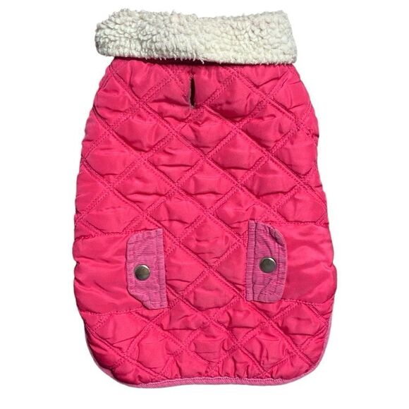 PUP CREW Fleece Lined Pink Quilted Dog Jacket - Picture 1 of 6